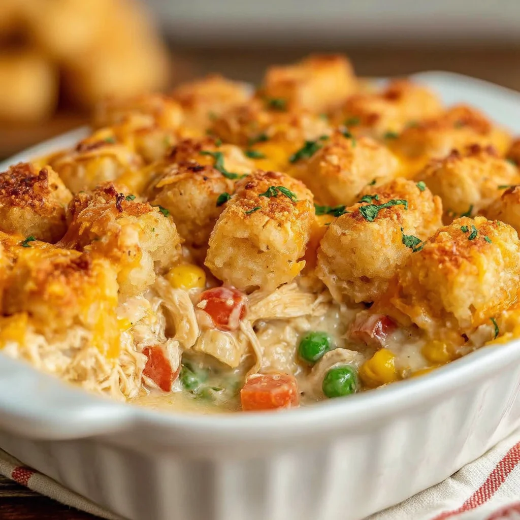 Chicken Pot Pie Tater Tot Casserole