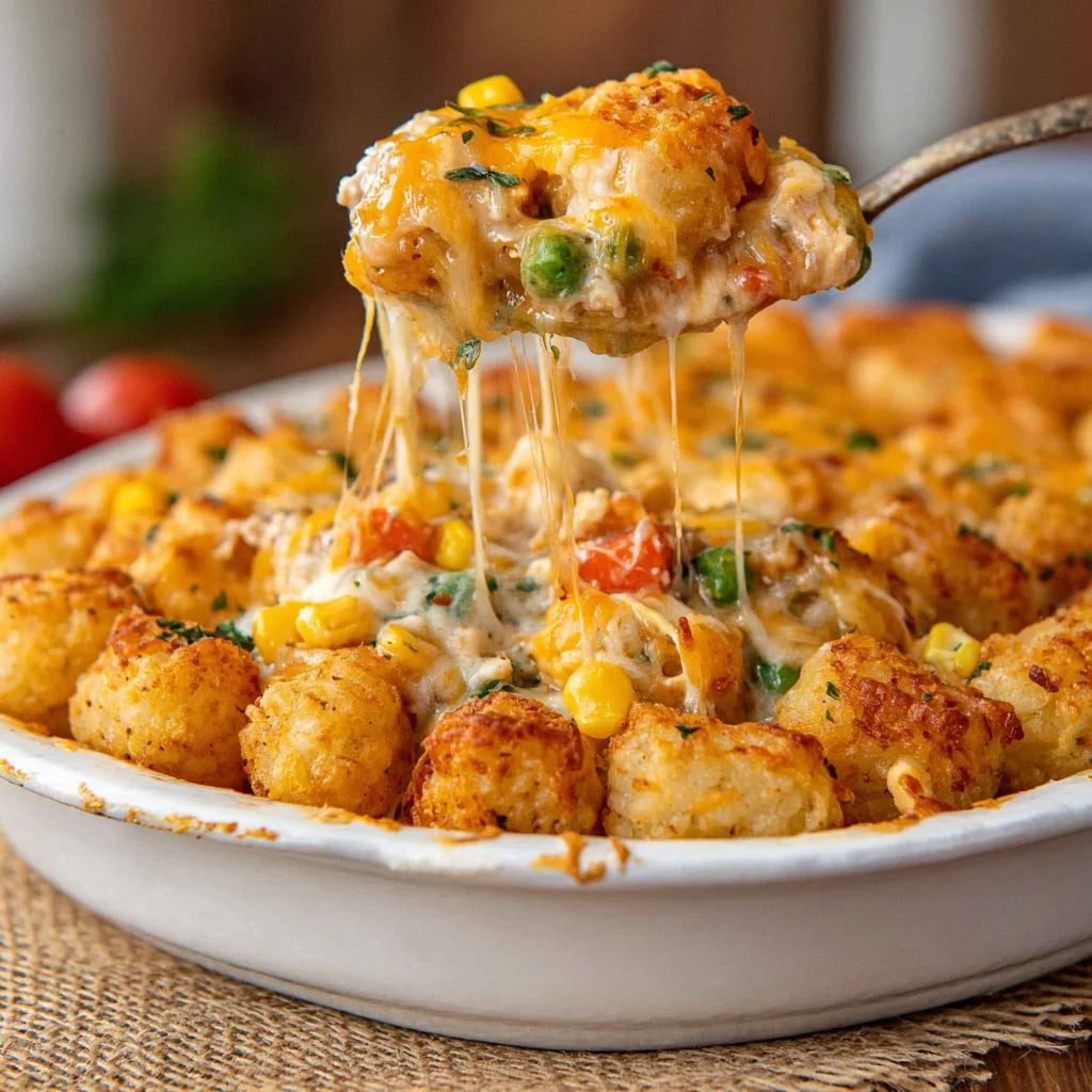 Chicken Pot Pie Tater Tot Casserole