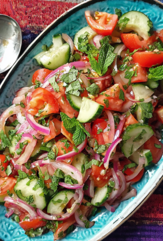 Classic Marinated Cucumber, Tomato, and Onion Salad