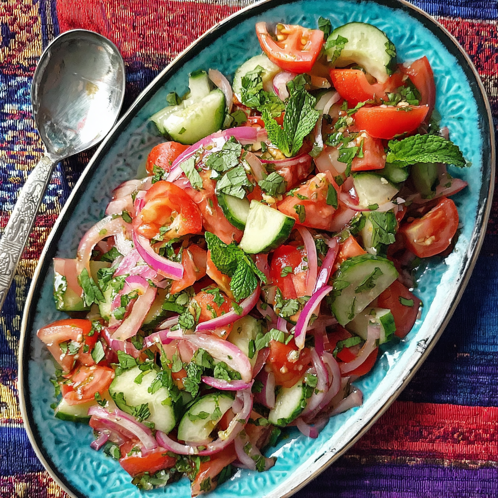 Classic Marinated Cucumber, Tomato, and Onion Salad