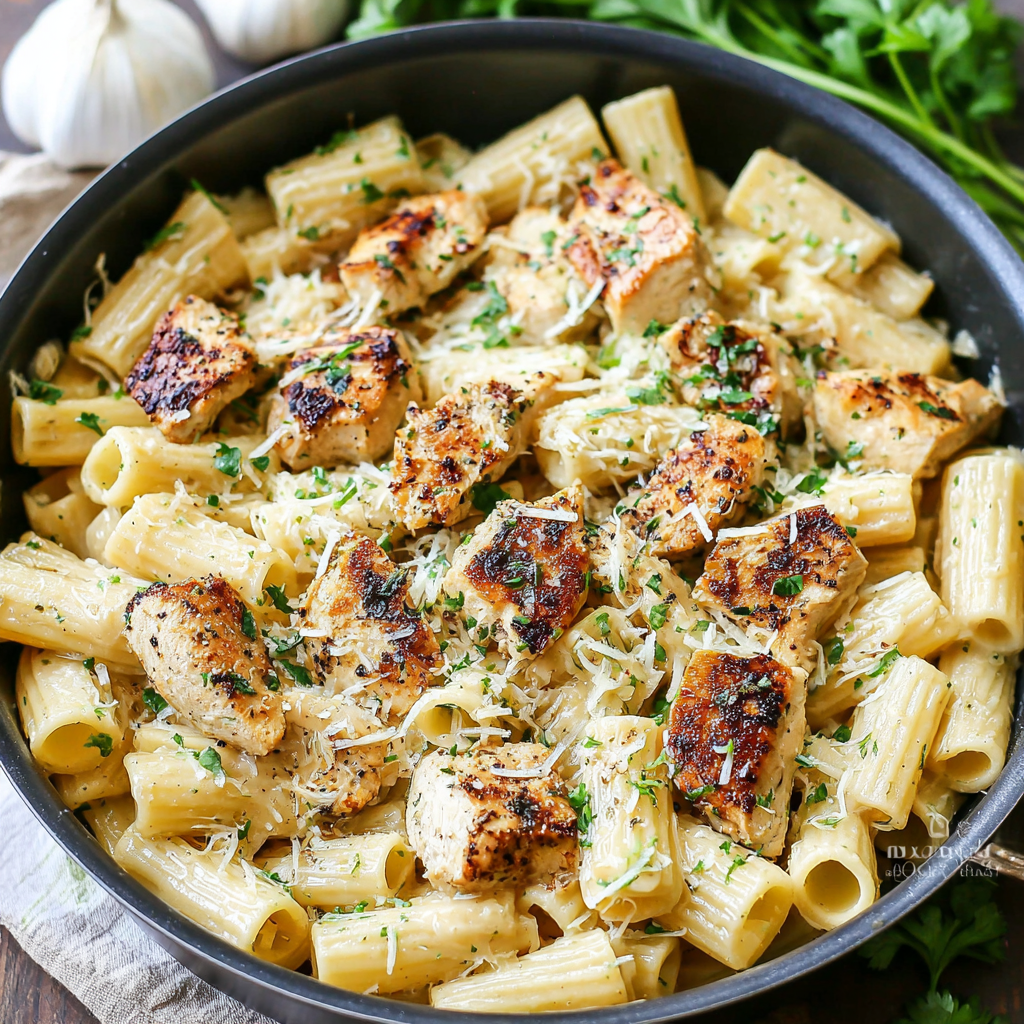 Garlic Butter Chicken with Rigatoni and Parmesan