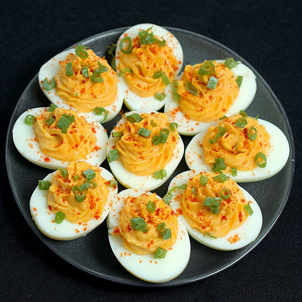 Spicy Chili Garlic Deviled Eggs