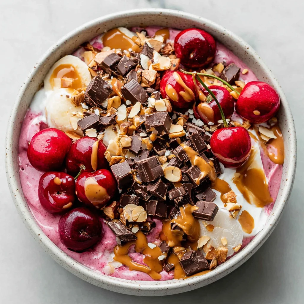 Chocolate Cherry Cheesecake Yogurt Bowl