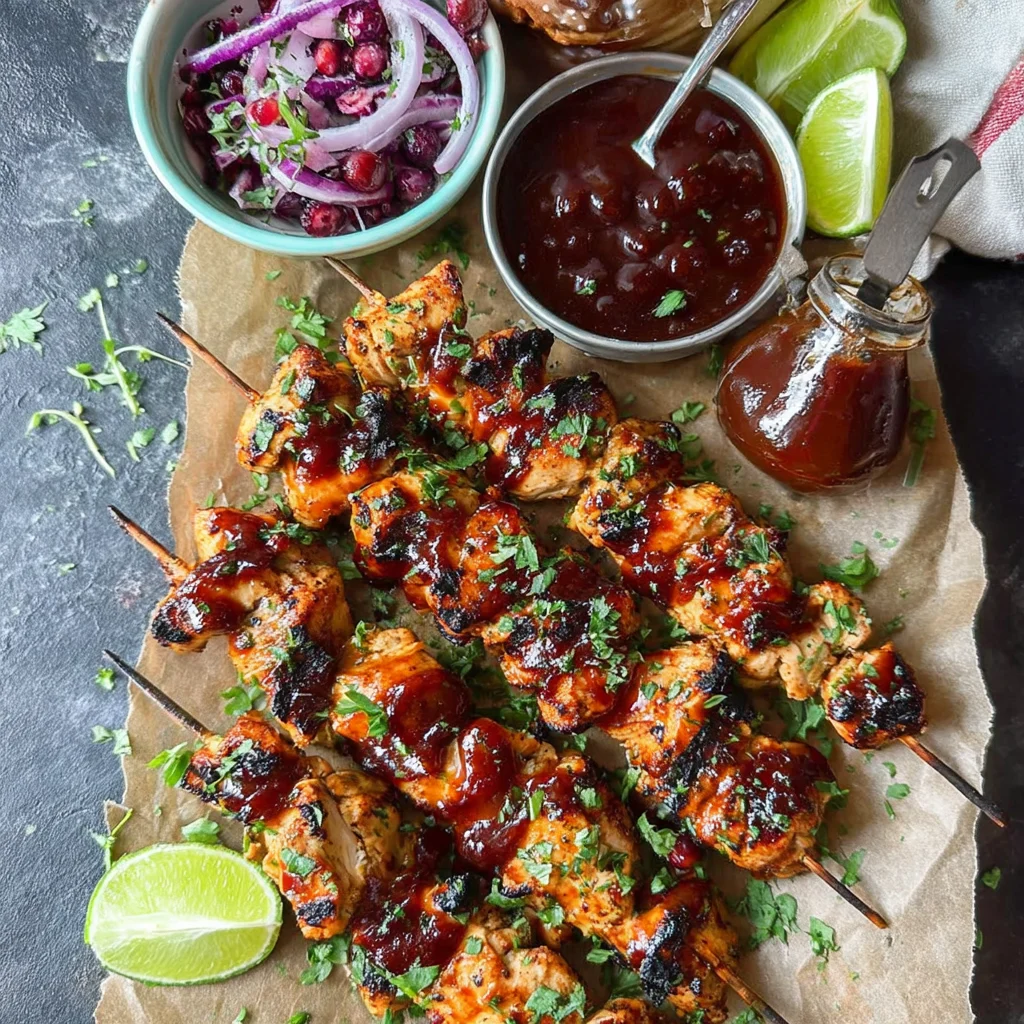 Cranberry BBQ Chicken Skewers
