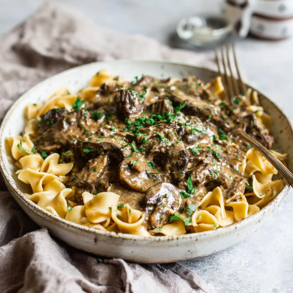 Slow Cooker Beef Stroganoff